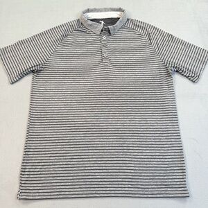 AndersonOrd Polo Shirt Mens Large Gray Black Stripe Golf Stretch Performance